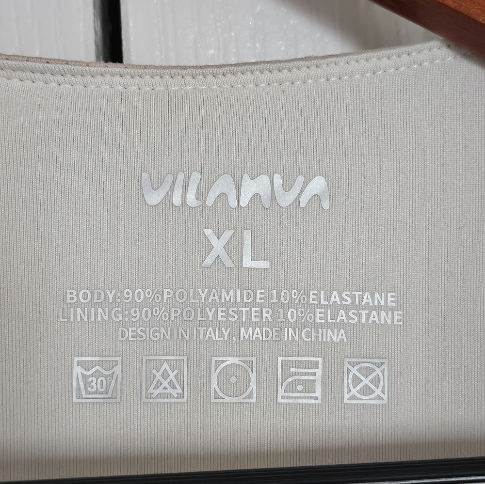 Vilanva Nude Bodycon Maxi Dress XL Spaghetti Strap Stretch Slip Dress Minimalist - Picture 8 of 11